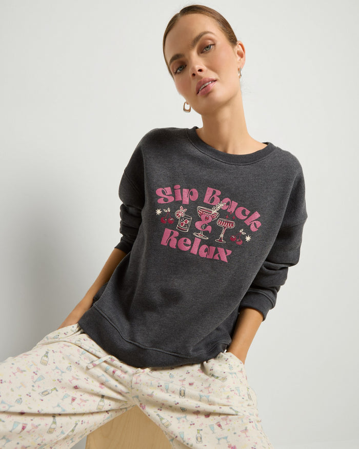 Heather Obsidian $|& SEAS Topanga Crewneck Pullover - SOF Front