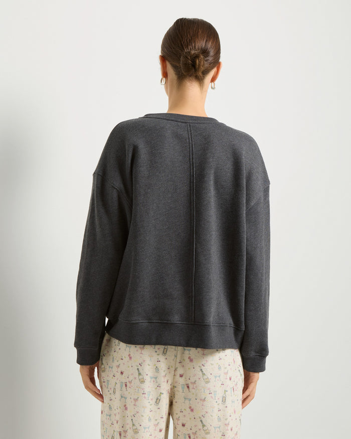 Heather Obsidian $|& SEAS Topanga Crewneck Pullover - SOF Back