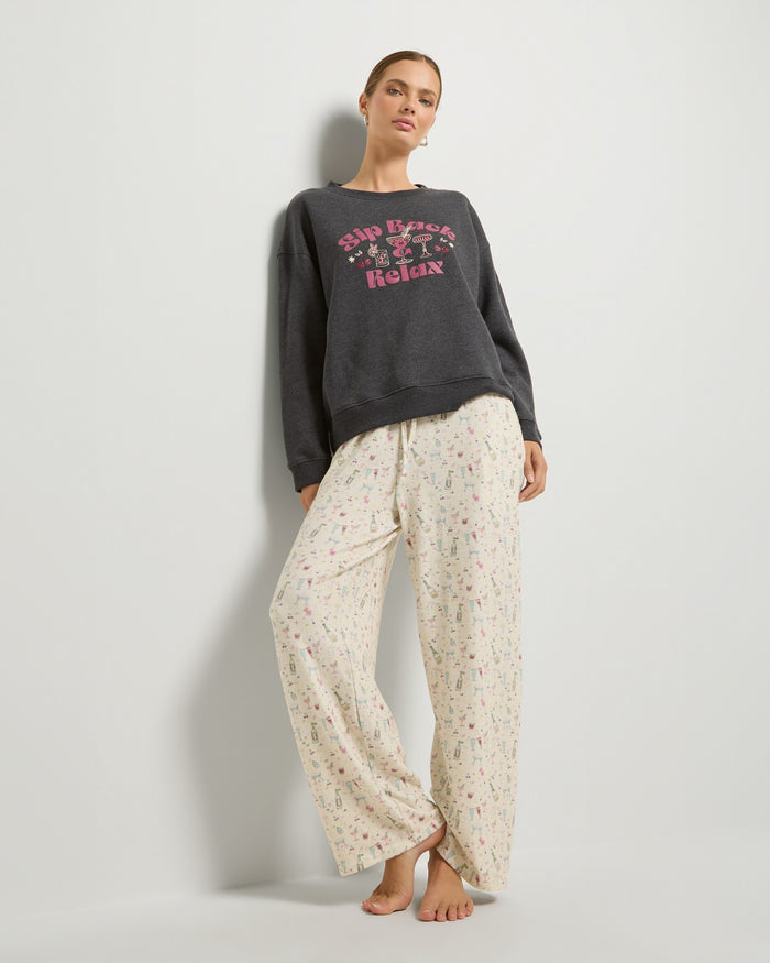 Heather Obsidian $|& SEAS Topanga Crewneck Pullover - VOF Front