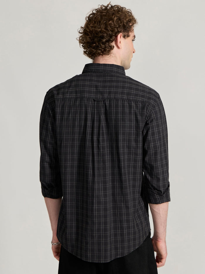 Men's Relaxed Fit Checks Shirt - black