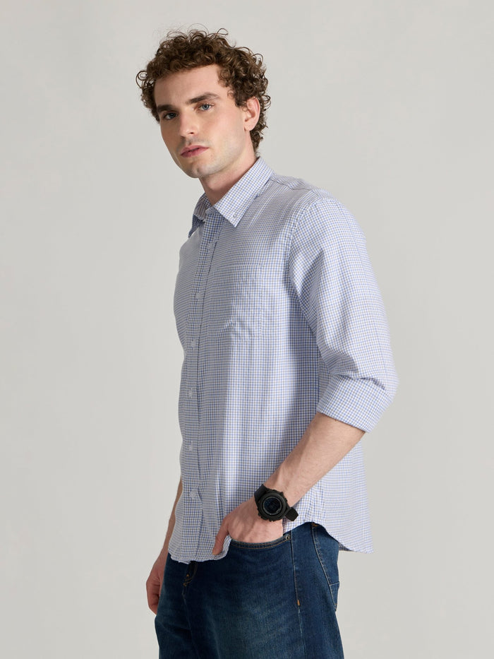 Men's Relaxed Fit Checks Shirt - blue