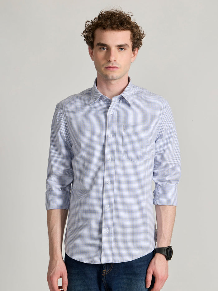 Men's Relaxed Fit Checks Shirt - blue