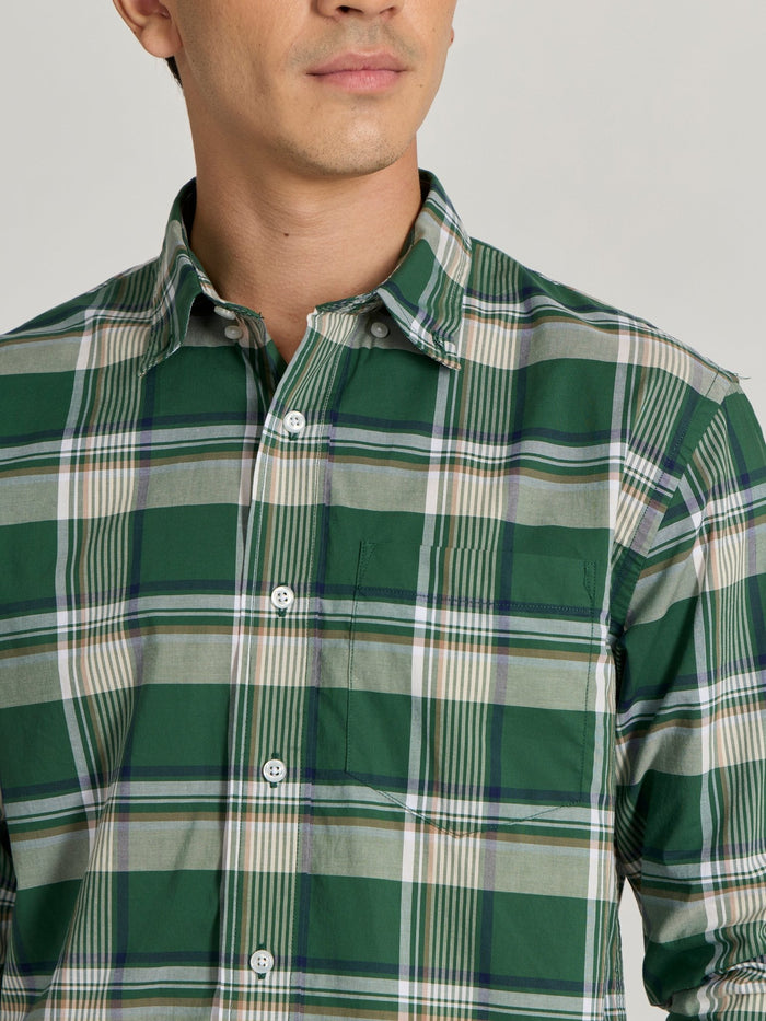 Men's Relaxed Fit Checks Shirt - Dark green