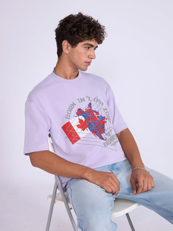 Printed Loose Fit T-Shirt- lavender
