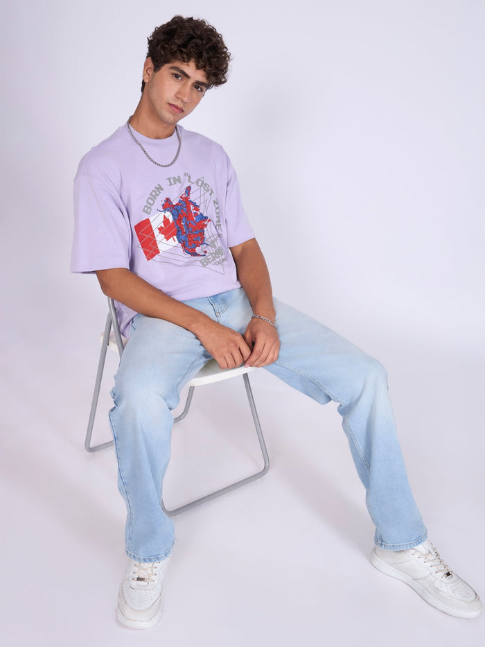 Printed Loose Fit T-Shirt- lavender