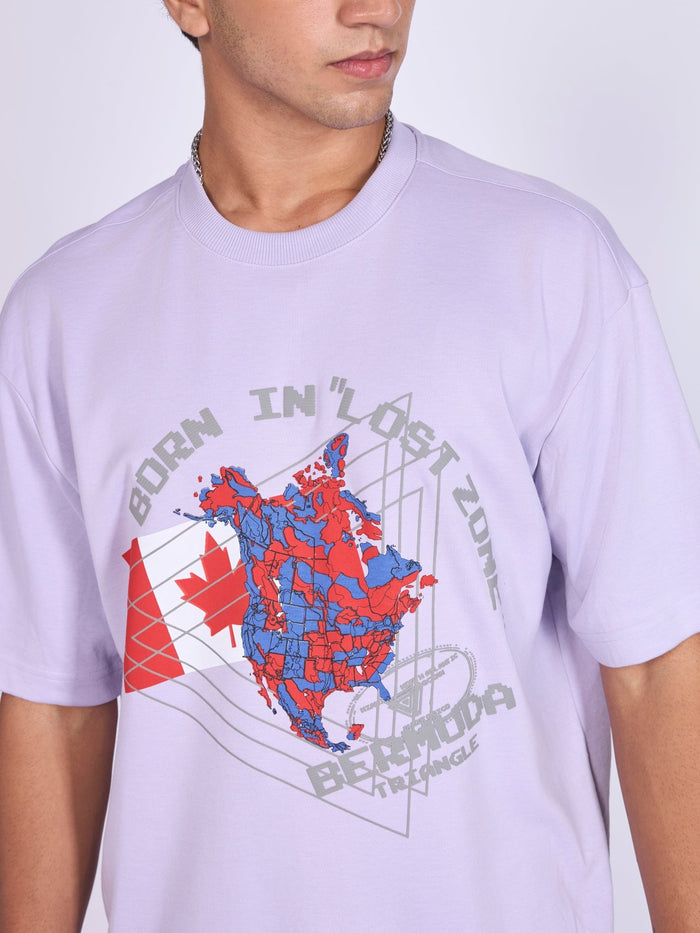 Printed Loose Fit T-Shirt- lavender