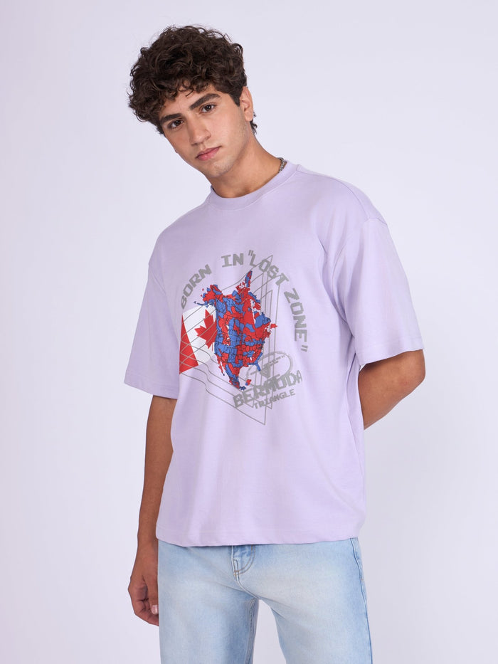 Printed Loose Fit T-Shirt- lavender