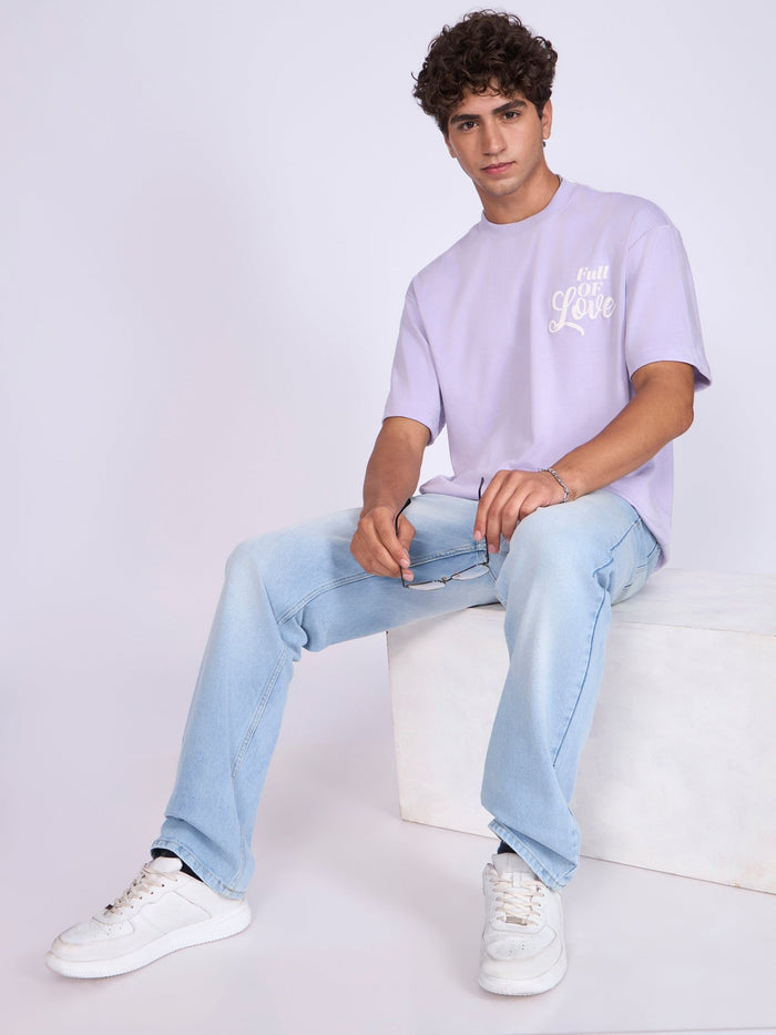 Trace - Full Of Love Printed Loose Fit T-Shirt - Lavender