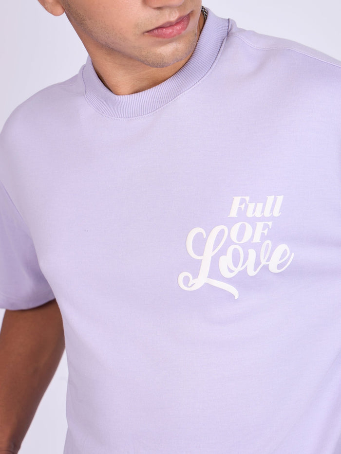 Trace - Full Of Love Printed Loose Fit T-Shirt - Lavender