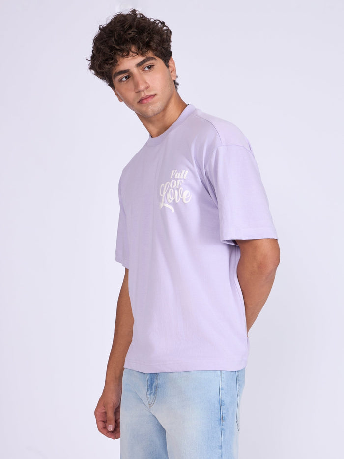 Trace - Full Of Love Printed Loose Fit T-Shirt - Lavender