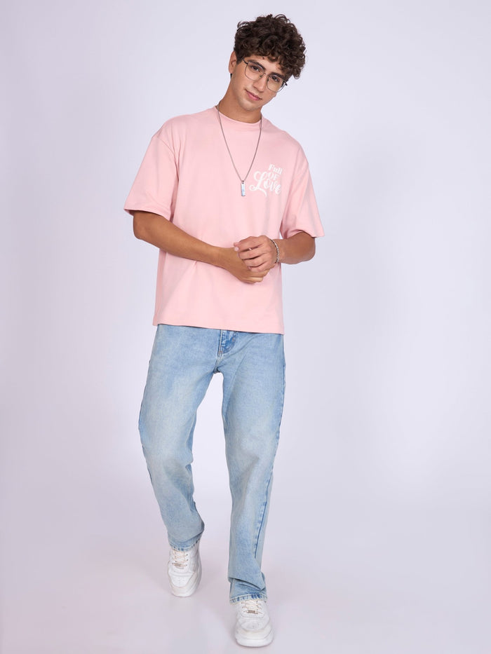 Printed Loose Fit T-Shirt- pink