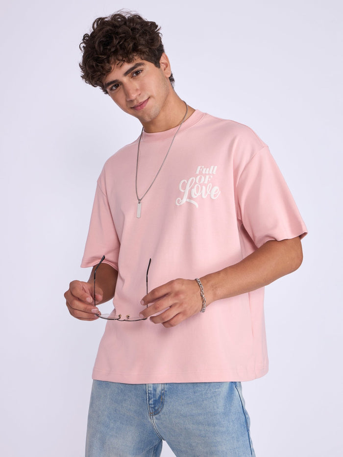 Printed Loose Fit T-Shirt- pink