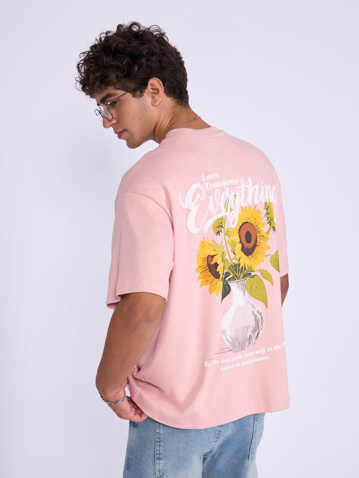 Printed Loose Fit T-Shirt- pink