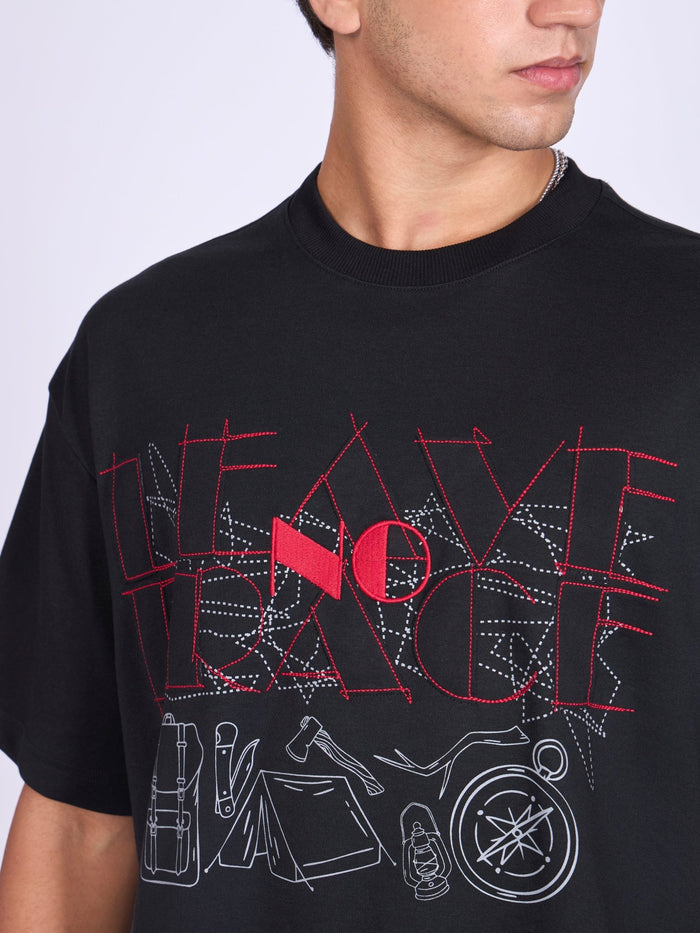 Printed Loose Fit T-Shirt- black