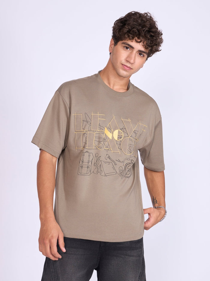 Printed Loose Fit T-Shirt - Light Olive