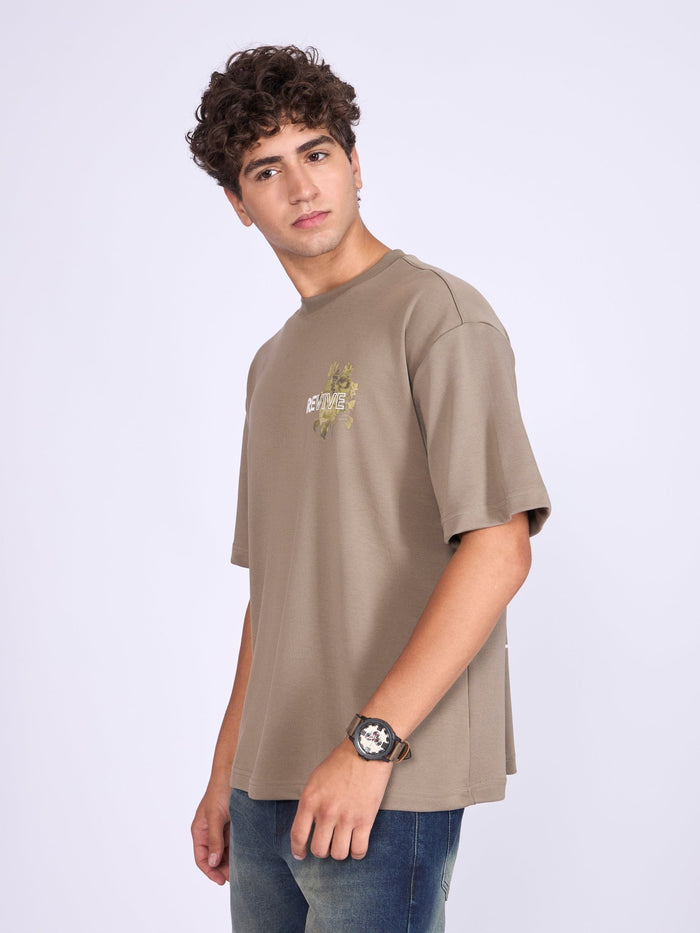 Printed Loose Fit T-Shirt - Light Olive