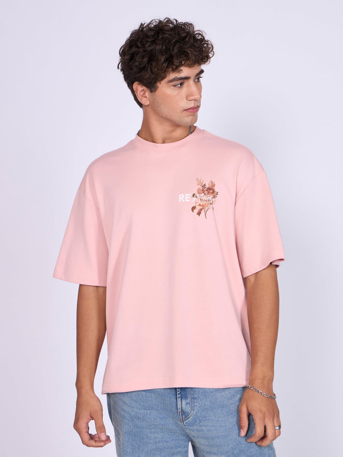 Trace - Revive Printed Loose Fit T-Shirt - Pink