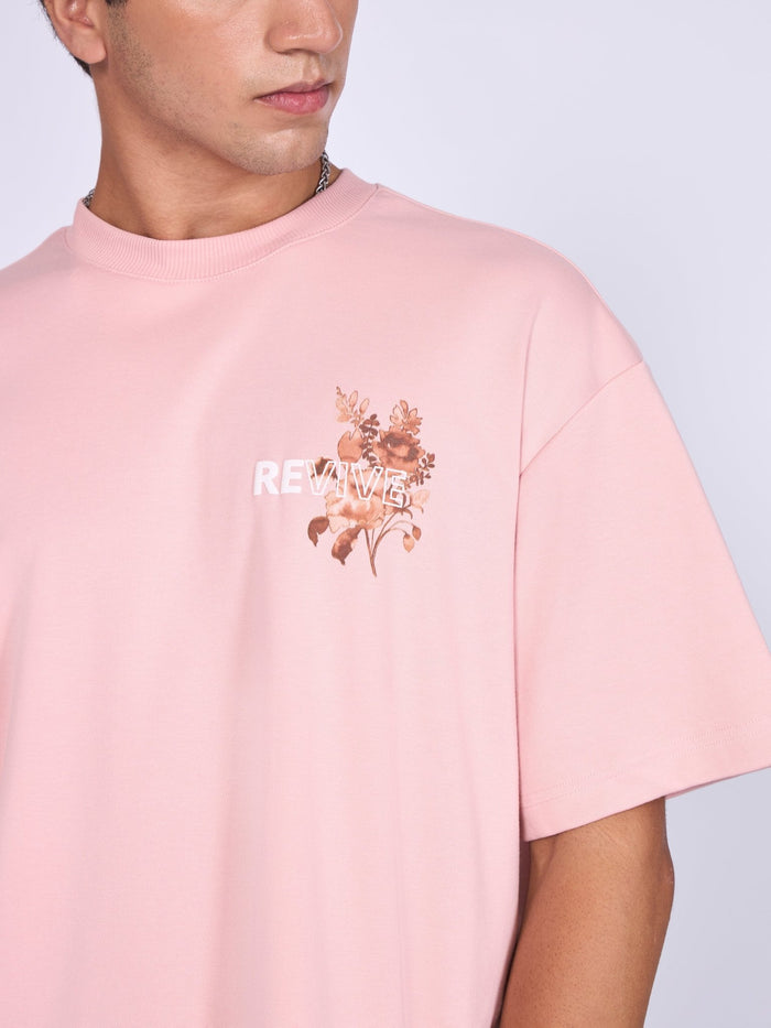 Trace - Revive Printed Loose Fit T-Shirt - Pink