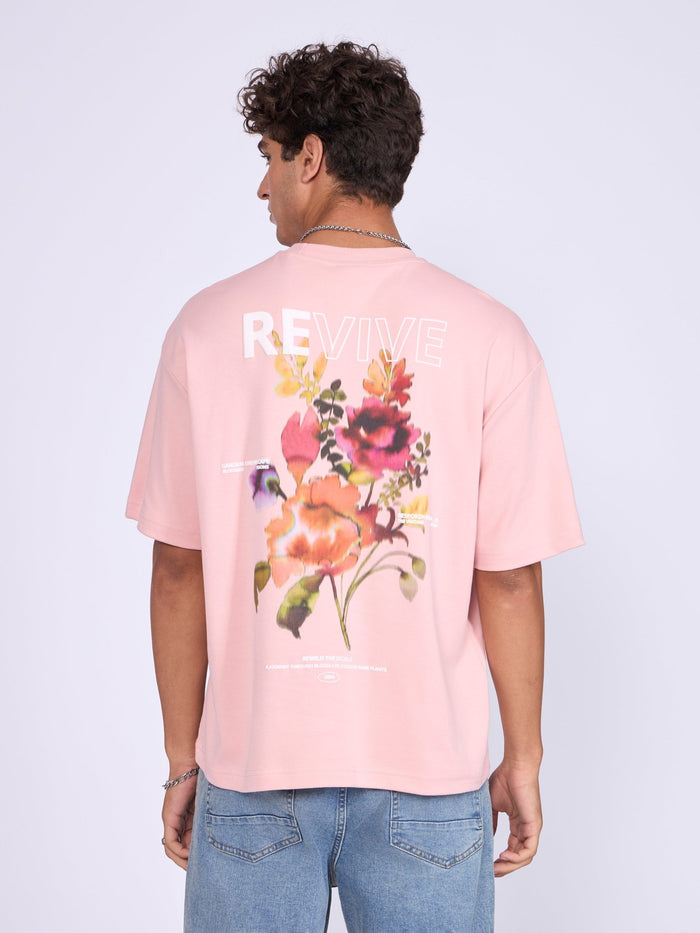 Trace - Revive Printed Loose Fit T-Shirt - Pink