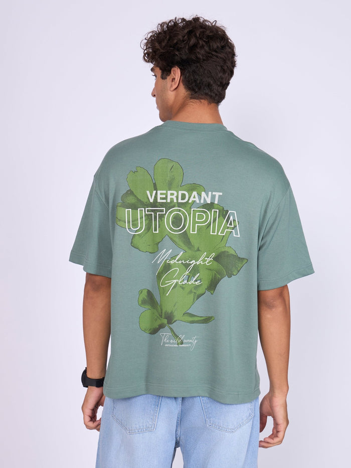 Printed Loose Fit T-Shirt- green