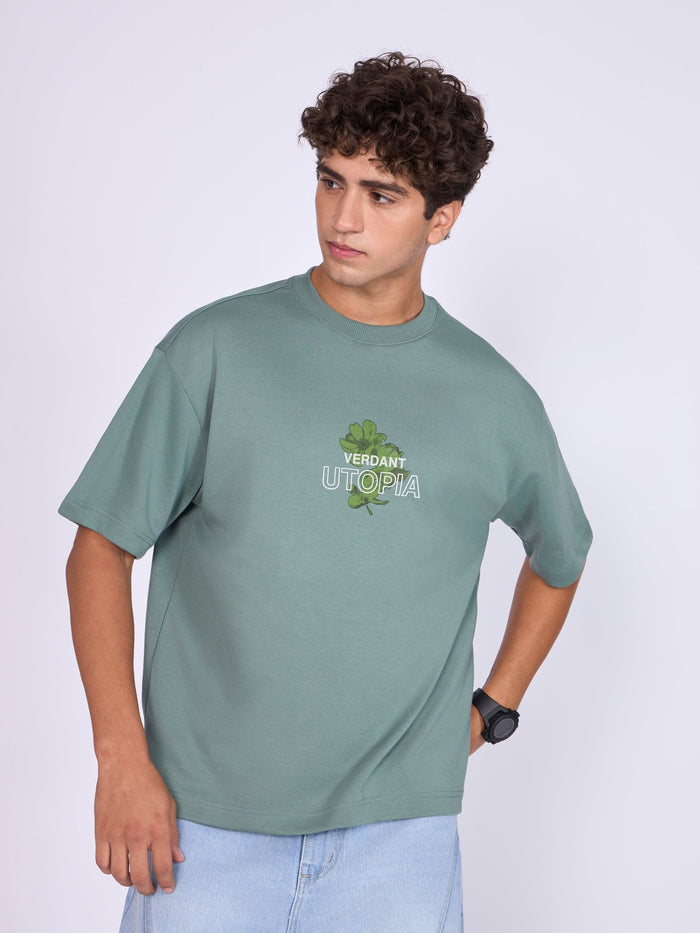 Printed Loose Fit T-Shirt- green
