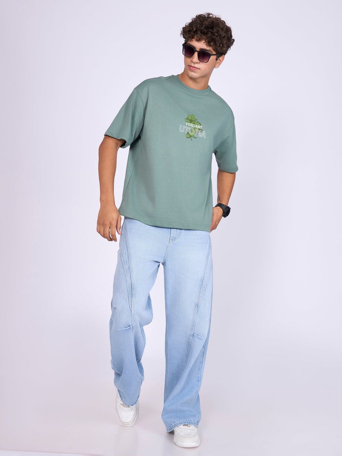 Printed Loose Fit T-Shirt- green