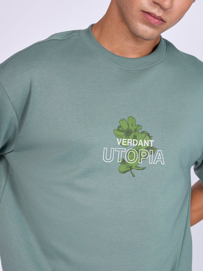 Printed Loose Fit T-Shirt- green