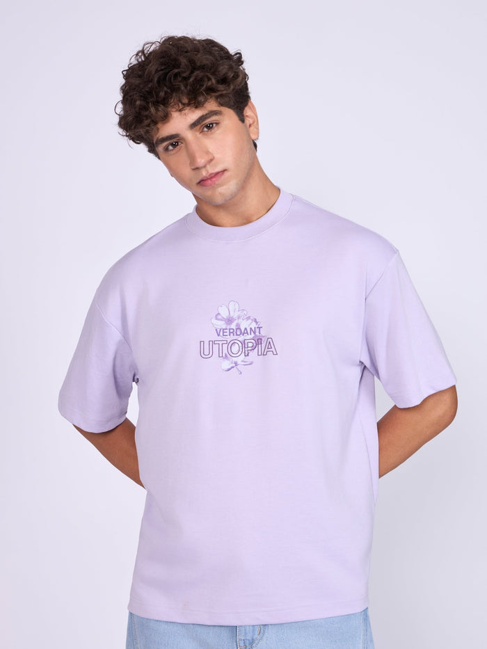 Printed Loose Fit T-Shirt- lavender