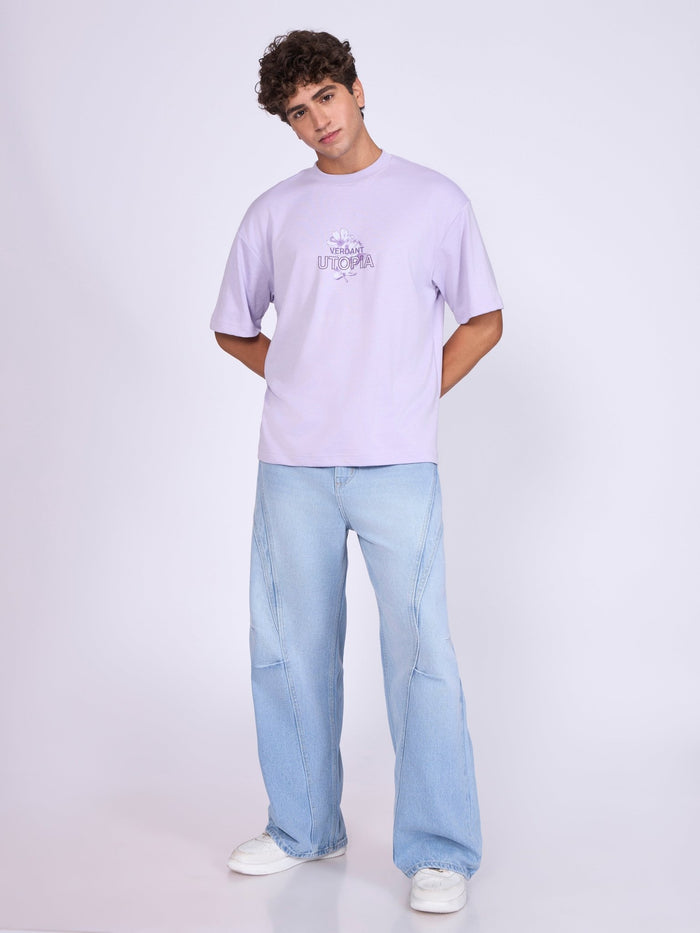 Printed Loose Fit T-Shirt- lavender