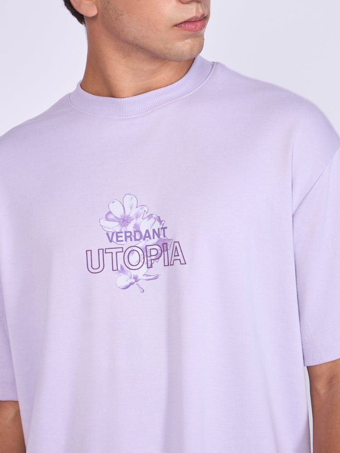 Printed Loose Fit T-Shirt- lavender