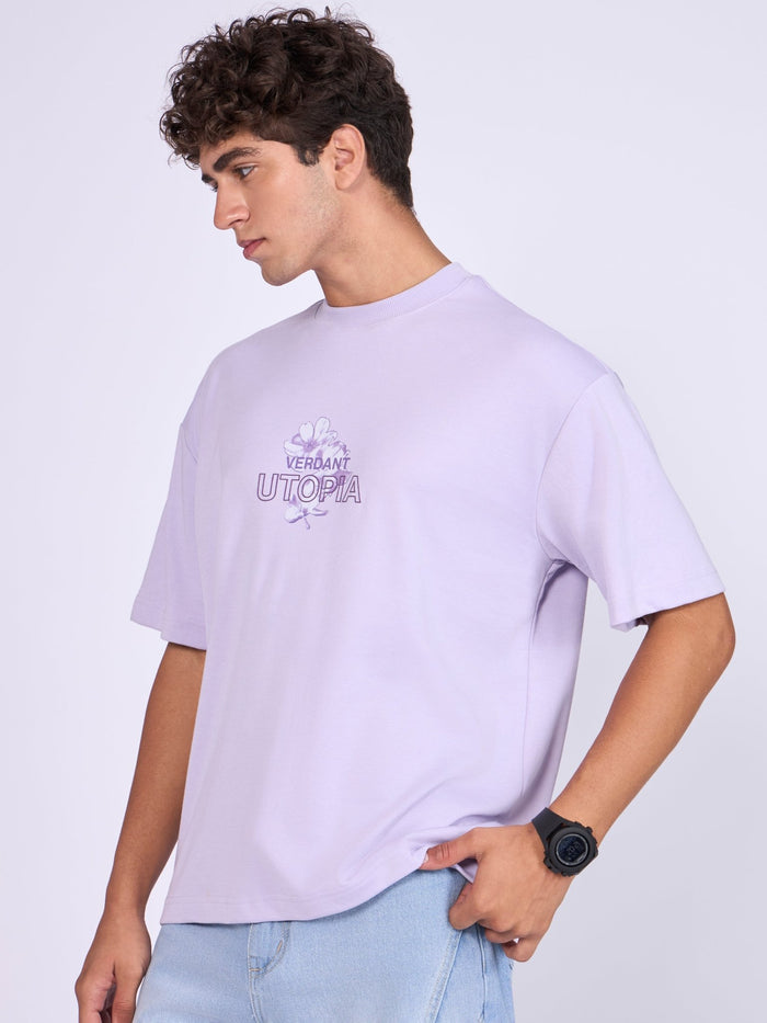 Printed Loose Fit T-Shirt- lavender