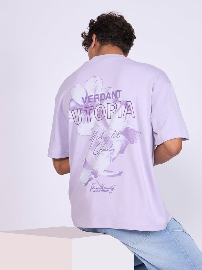 Printed Loose Fit T-Shirt- lavender
