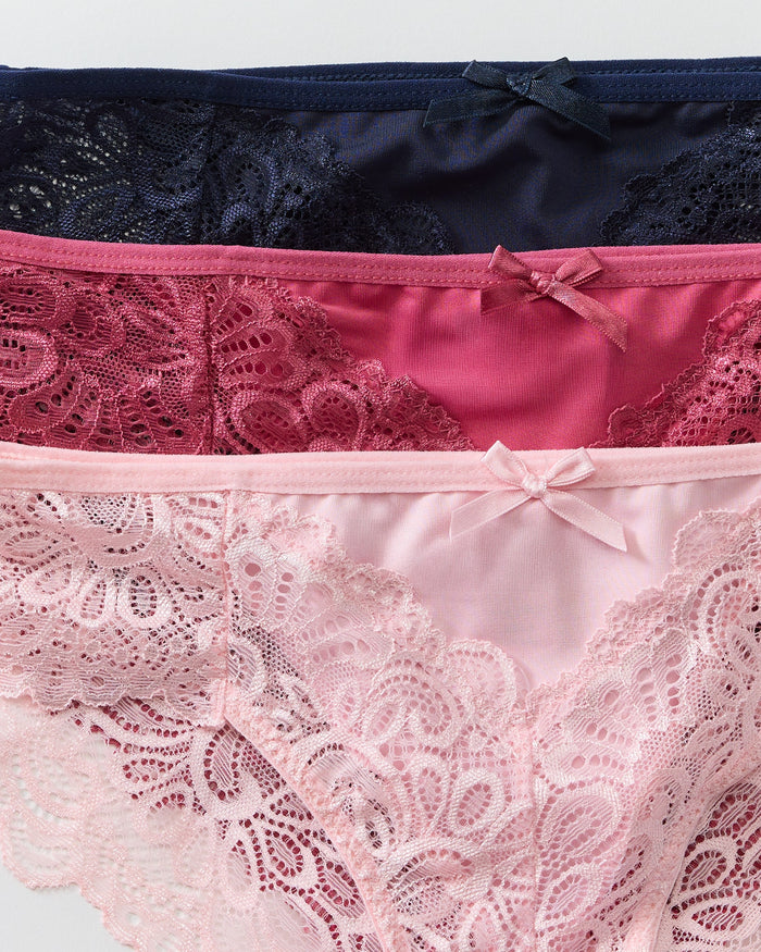 Peach/Raspberry/Navy Blue $|& Be Wicked Tracy Brief 3 Pack - SOF Front