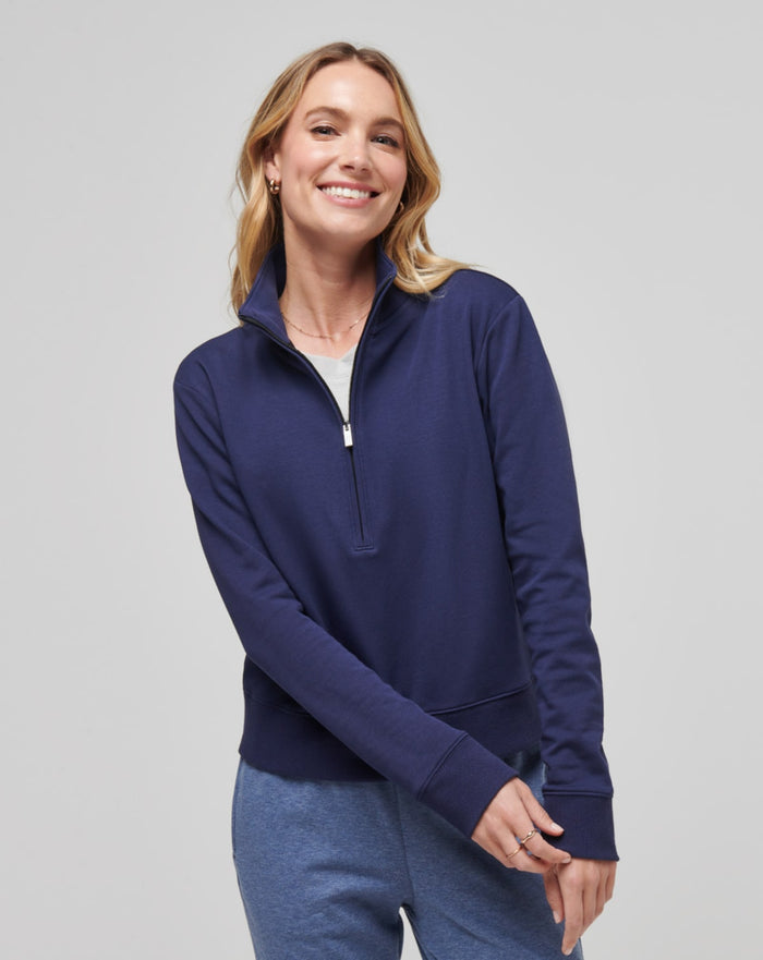 TravisMathew Women's Cloud Fleece Half Zip Apparel TravisMathew Navy XSmall