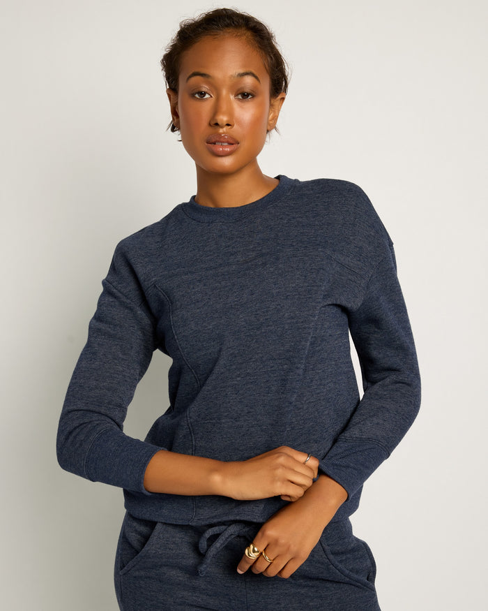 Ink Navy $|& Interval Tri-Blend Fleece Energize Pullover - SOF Full Front