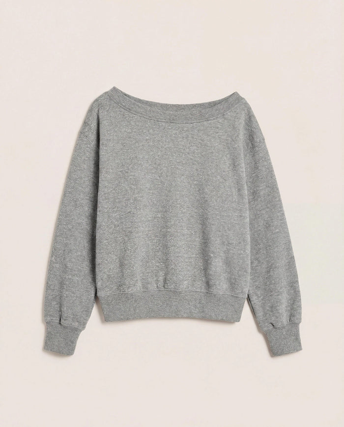 Heather Grey $|& Interval Fleece One Shoulder Pullover - Hanger Detail
