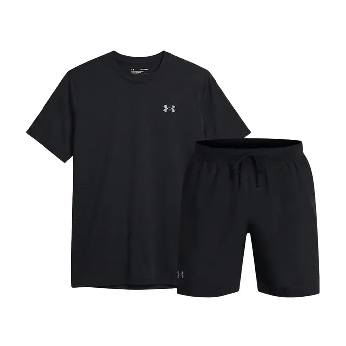 Under Armour Men's 2 Piece Co Ord Set Black/Reflective T-Shirt & Shorts