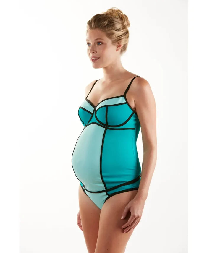 Underwired maternity tankini Rosy mint