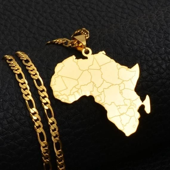 Unisex African map necklace