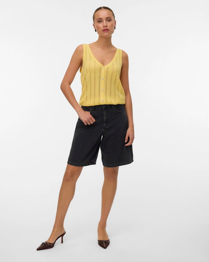 Golden Haze $|& Vero Moda V-Neck Sweater Tank - VOF Detail