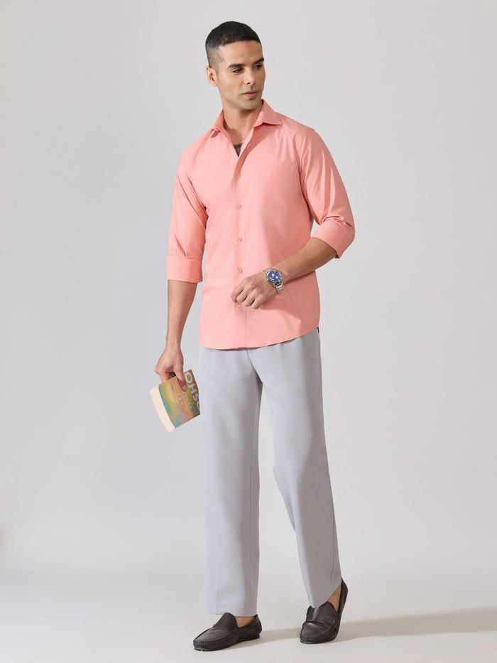 Valerius - Trim Fit Poplin Shirt - Coral