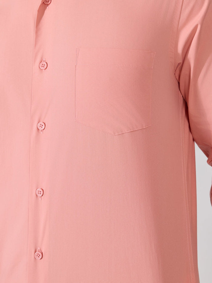 Valerius - Trim Fit Poplin Shirt - Coral