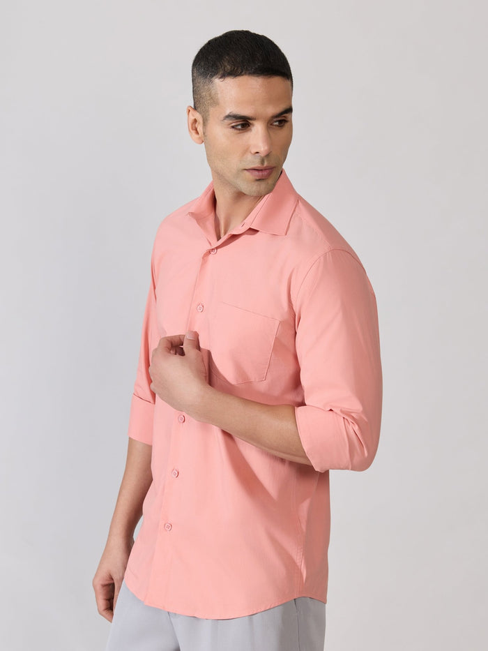 Valerius - Trim Fit Poplin Shirt - Coral