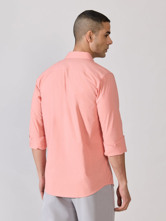 Valerius - Trim Fit Poplin Shirt - Coral