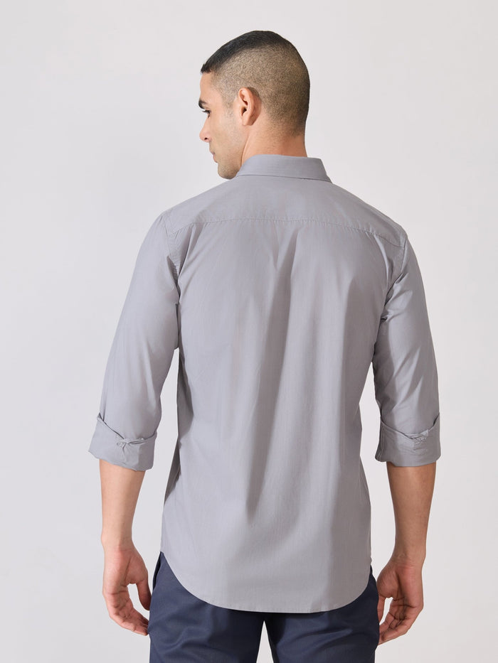 Valerius - Trim Fit Poplin Shirt - Grey