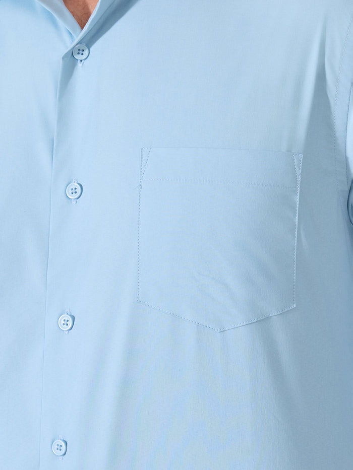 Valerius - Trim Fit Poplin Shirt - Light Blue