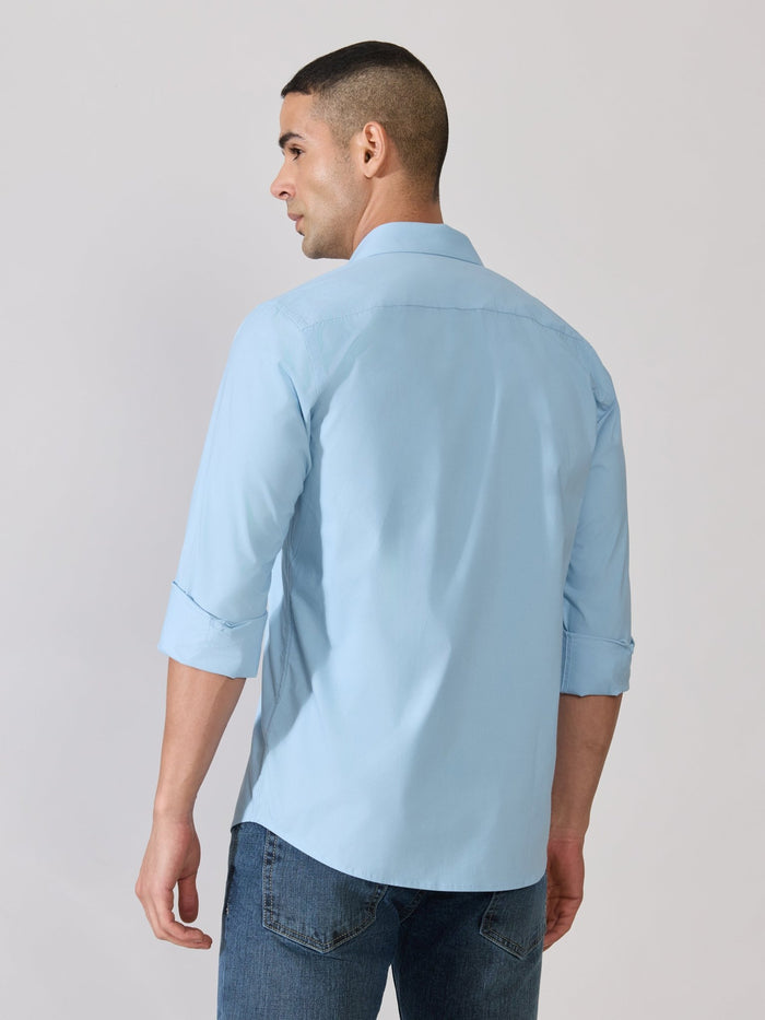 Valerius - Trim Fit Poplin Shirt - Light Blue
