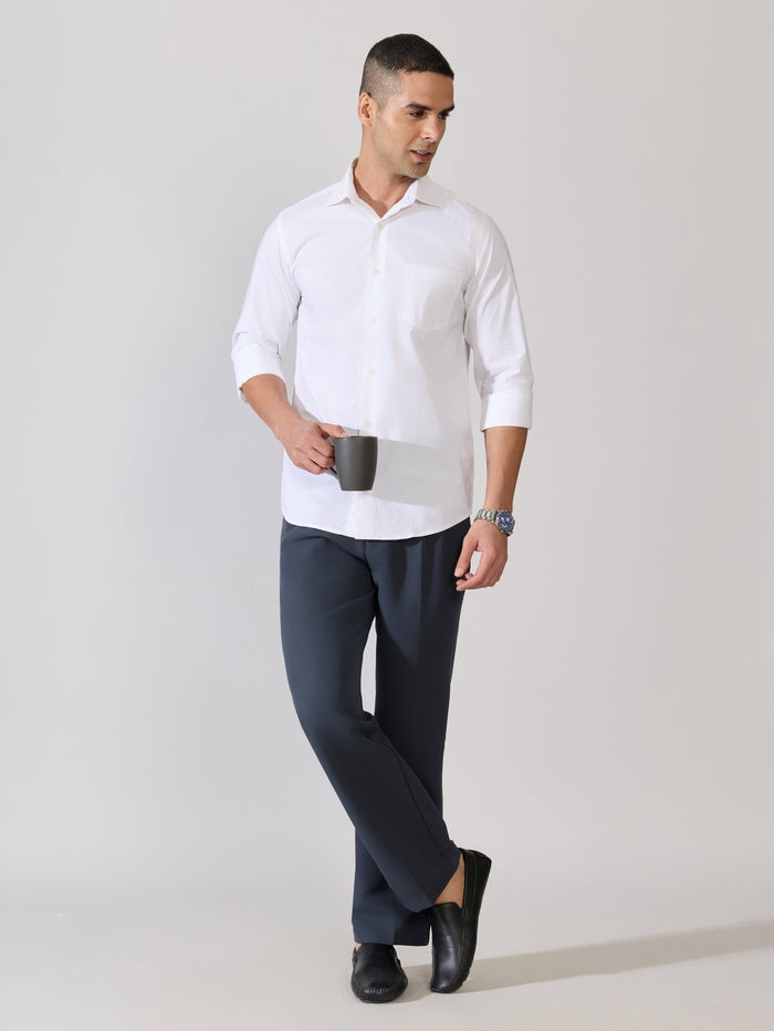 Valerius - Trim Fit Poplin Shirt - White