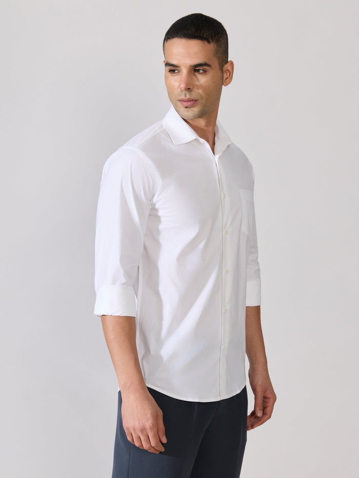 Valerius - Trim Fit Poplin Shirt - White