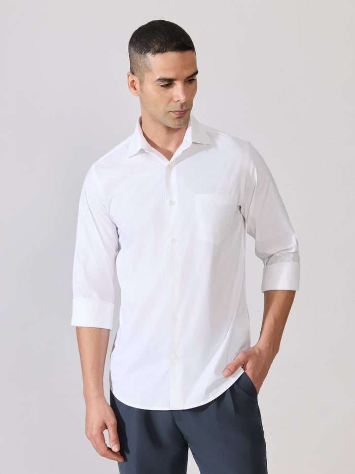 Valerius - Trim Fit Poplin Shirt - White